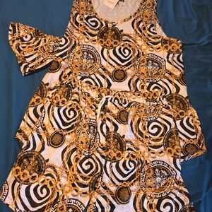 Stylish Kids Dress with Gold and Black Patterns